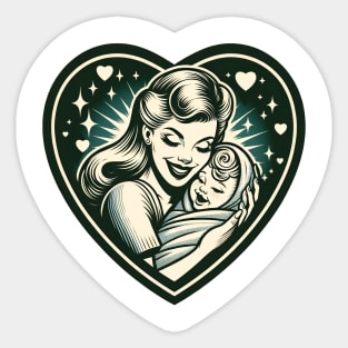 Vintage Motherhood Love Heart Symbol of Maternal Affection Sticker